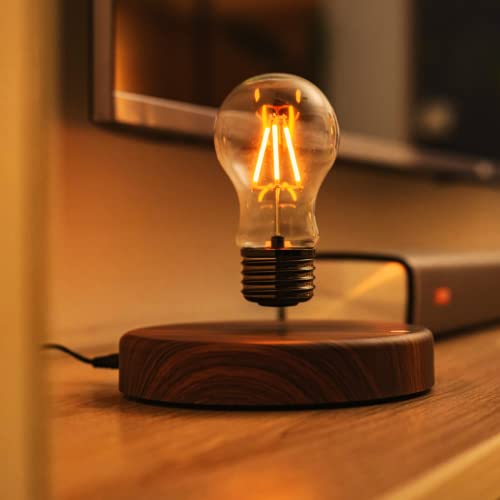 Moocci Floating Light Bulb Desk Lamp, Magnetic Levitating Lamps Led Night Light, Unique Gifts For Christmas And New Year (Dark Brown Base) #TOP6