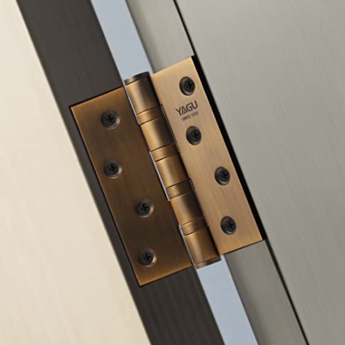YAGU 2 Pack 4'' Door Hinges Antique Brass 4 x 3 Inch - Square Corners Stainless Steel Heavy Duty Ball Bearing Hinges for Interior Doors Hardware by YAGU - Image 3