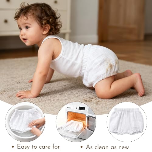 Durio 3 Pairs Baby Bloomers - Soft Diaper Covers for Toddler Girls Boys, Solid Baby Girl Shorts Cute Infant Newborn Underwear white*3 12-24 Months