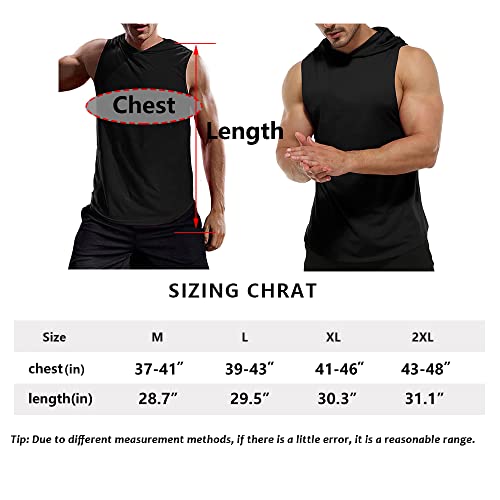 Men's Workout Bodybuilding Hoodies Tshirt Athletic Training Tank Tops Cotton Gym Hooded Top Cut Off Sleeveless Muscle T-Shirt White M #TOP6