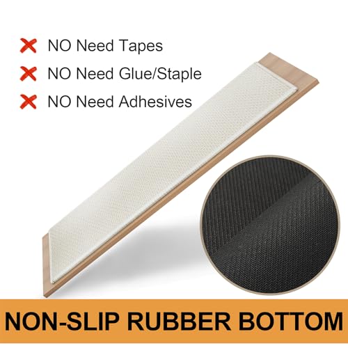 Stair Treads Carpet for Wooden Steps with Non Slip Rubber Backing, 100% Polyester Soft Stairs Resistant Indoor Skid Runner Safety Rugs for Kids Elders and Pets (7, Cream, 30" * 8")