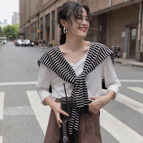 Image of WaJuemy Sweater Shawl Wraps for Women Sweater Knitted Knotted Shawls Travel Casual Scarf Cape Shoulder Tops Fashion Wrap