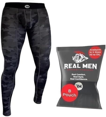 Real Men ABCD Pouch Compression Pants Men- 1, 2 & 3 Pack, Mens Leggings, Yoga Pants, Tights, Base Layer Men Cold Weather