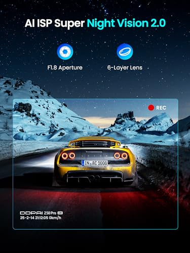 DDPAI Dashcam, 4K+1080P Cámara Coche Grabadora con Tarjeta de 128 GB, Visión Nocturna AI-ISP, 5GHz Wi-Fi 6, GPS, 4G LTE Compatible, Modo Estacionamiento 48H, Pantalla IPS de 3'', Sensor G, Z50 Pro - imagen 4