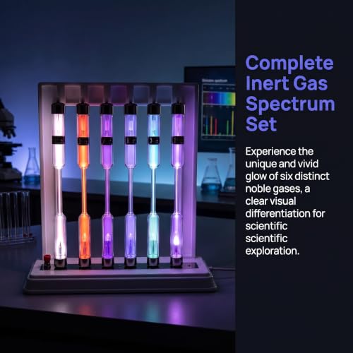 Noble Gas Glow Tubes Set with Electrical Induction Coil | Rare Gas Glow Demonstration Set with Experimental Support, Glass Sealed, for Science Education, Without Excitation Base Spectral Tube - Image 4