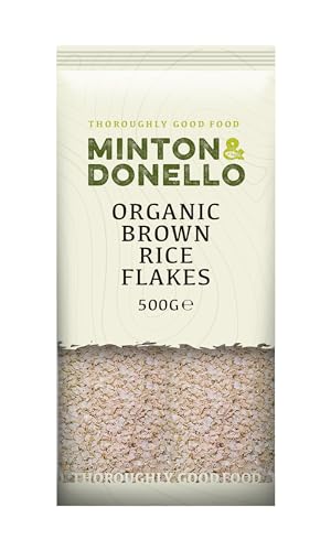 Minton & Donello - Organic Brown Rice Flakes, Great for Morning Porridge, 500g