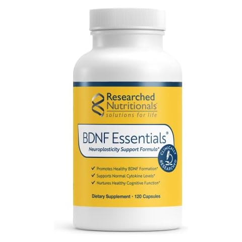 Researched Nutritionals Brain Supplements for Memory & Focus Support - BDNF Essentials - Bacopa Monnieri, Organic Lion's Mane & Herbal Supplements to Promote Healthy Cortisol Levels (120 Capsules) Cover