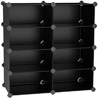 SONGMICS 4-Tier Shoe Rack, Space Saving 16-Pair Plastic Shoe Storage Organizer Units, Cabinet