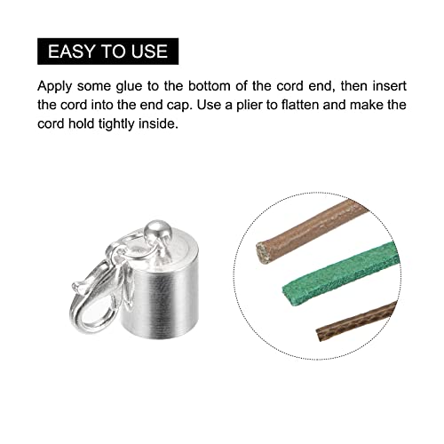 Tapas de cordón de 10 mm para asegurar pulseras de cuero con cadena ajustable 6