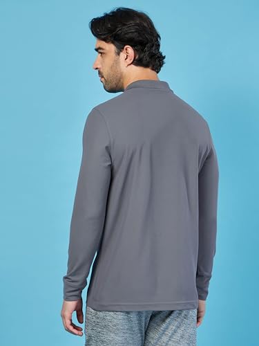 Image of TECHNOSPORT Mens Slim Fit Polyester Active Wear Collar Polo T-Shirt with Long Sleeves for Workout, Sports