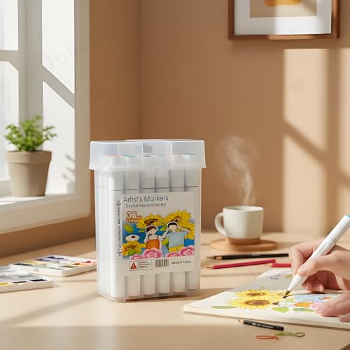 Image of JOUET Two Nib Marker Set, Double-Ended Markers with 1mm and 0.7mm Tips, 36 Vibrant Colors, Washable Ink, Triangular Barrel Design, Child-Safe and Non-Toxic, Ergonomic for Kids