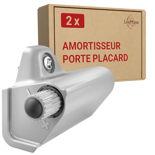 LouMaxx Lot de 2 amortisseurs de porte Softclose - Amortisseurs de porte de cuisine pour équiper la porte de placard en douceur - Gris - Amortisseur de porte contre les portes qui claquent - Fermeture