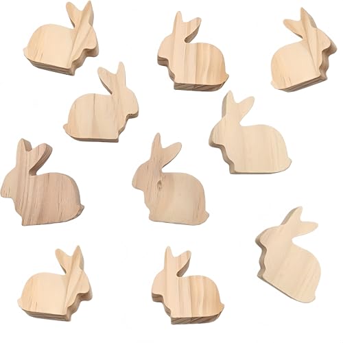 Unfinished Wooden Bunny Cutouts 10 Pack Natural Wood Rabbit Blanks ...