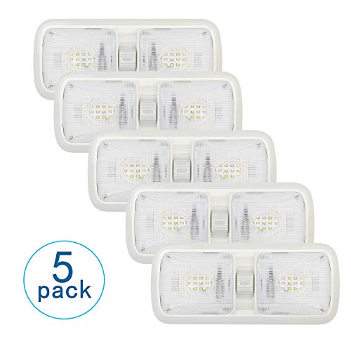 Kohree 5 Pack Upgraded Led RV Ceiling Double Dome Light Fixture, 12V RV