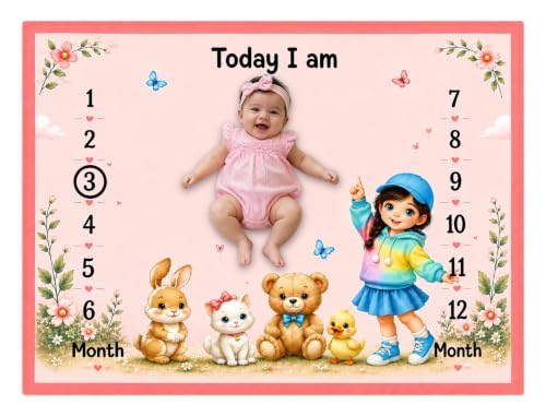 Image of NEW COMERS Milestone Baby Blanket for All Season Play Mat, Super Soft Foam | 3 Layer Thick Mat Blankets for Kids /New Born Monthly Photoshoot