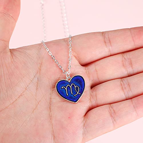 Temperature Sensing Color Changing Pendant 12 Constellation Zodiac Necklace Astrology Horoscope with Message Card for Women Birthday Gifts3