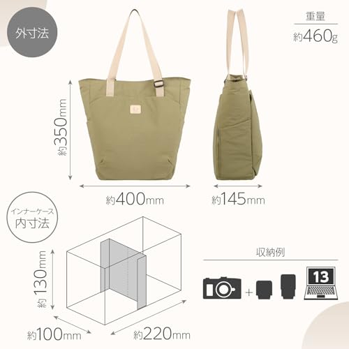 ハクバ カメラバッグ Chululu(チュルル) ルモ トートバッグ オリーブ 2WAY 普段使い インナーケース式 ショルダーバッグ AMZSCH-LUTTOV 4977187005424