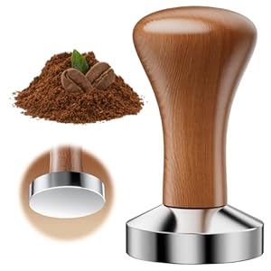 51mm Coffee Tamper, Wooden Handle Espresso Press Tamper Stainless Steel Espresso Tampers for Coffee Machine Coffees Bean Powder Hammer for Coffees Grounds Barista Machines Accessory