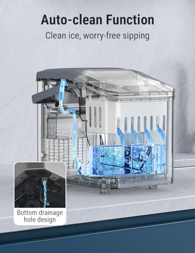 Image of Costar Stainless Steel Ice Maker Machine with Handle, Portable Ice Maker with Auto-Cleaning, 12KG /Day Quiet Compact Machine with Ice Scoop & Basket, Ideal for Home, Office, Kitchen, Parties, Camping