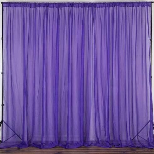 lovemyfabric Sheer Chiffon/Georgette Stage Backdrop, Drape, Curtain for Wedding, Reception, Special Events Wall and Window Decor (Purple, 56"X108")