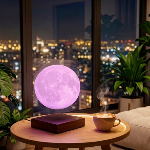 VGAzer Floating Moon Lamp, Magnetic Levitating Moon Lamp 16 Colors 5.9inch Spinning 3D Night Light with for Room Decor Moon Light, Birthday Christmas Gifts for Kids (16 Colors) — view 4