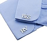 Personalisierte Namensmanschettenknöpfe, Anfangsbuchstaben Hochzeit Manschettenknöpfe, Bräutigam Name Monogramm Manschettenknöpfe, Namensgeschenk für Männer Hochzeit (silver)