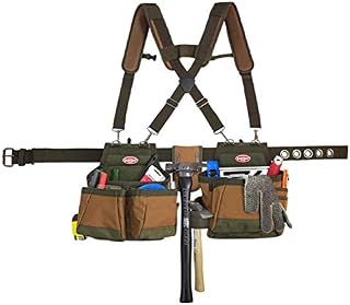 Bucket Boss Airlift 2 Bag Tool Belt with Suspenders in Brown, 50100