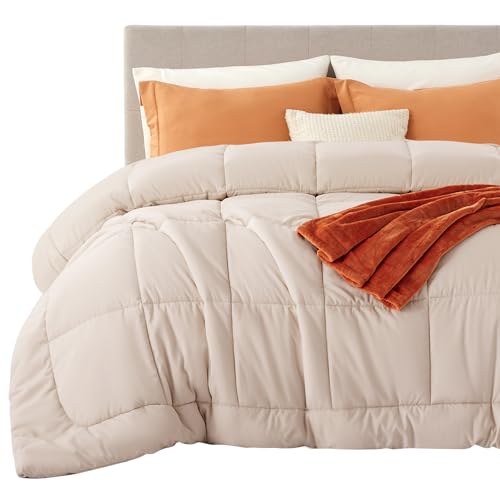 Image of Bedsure Comforter Duvet Insert - Quilted Comforters Cal King Size, All Season Duvet, GentleSoft Down Alternative Bedding, with 8 Tabs, Gifts for Women /Men, Beige, California King 96 X 102 Inches