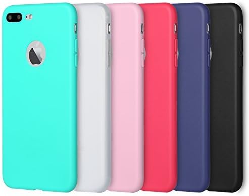 Pofesun Slim Fit Case Compatible for iPhone 8 Plus (2017)/ iPhone 7 Plus (2016) 5.5 inch, Soft TPU Gel Full Protective Anti-Scratch Resistant Cover, 6 Pack - Black/White/Pink/Red/Green/Royal Blue