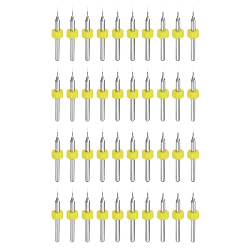 uxcell PCB Drill Bits 0.2mm Tungsten Carbide Rotary Tool Jewelry CNC Engraving Print Circuit Board Micro Drill Bits 1/8 Inch Shank 40 Pcs