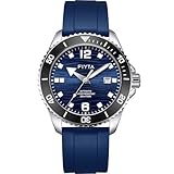 FIYTA Orologio subacqueo da uomo serie Ocean, automatico, indicatori luminosi, lunetta girevole, resistente all'acqua 300 m, 43,4 mm, Nero/Blu Bicolore, Stile subacqueo