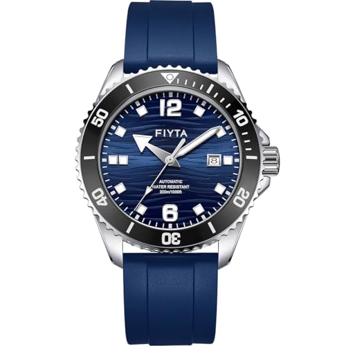FIYTA Mechanische Herren-Armbanduhr, Voyage-Serie, Taucheruhr, Handaufzug, 300 m wasserdicht, 316L-Stahl, 3-Zeiger-Datum, leuchtend, drehbare Lünette, 43 mm