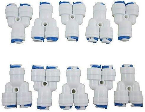 ZAOJIAO 1/4" Tee 3 Way Y Type Splitter Tube Quick Connect Push Fit Fittings for RO Water Reverse Osmosis System (Pack of 10)
