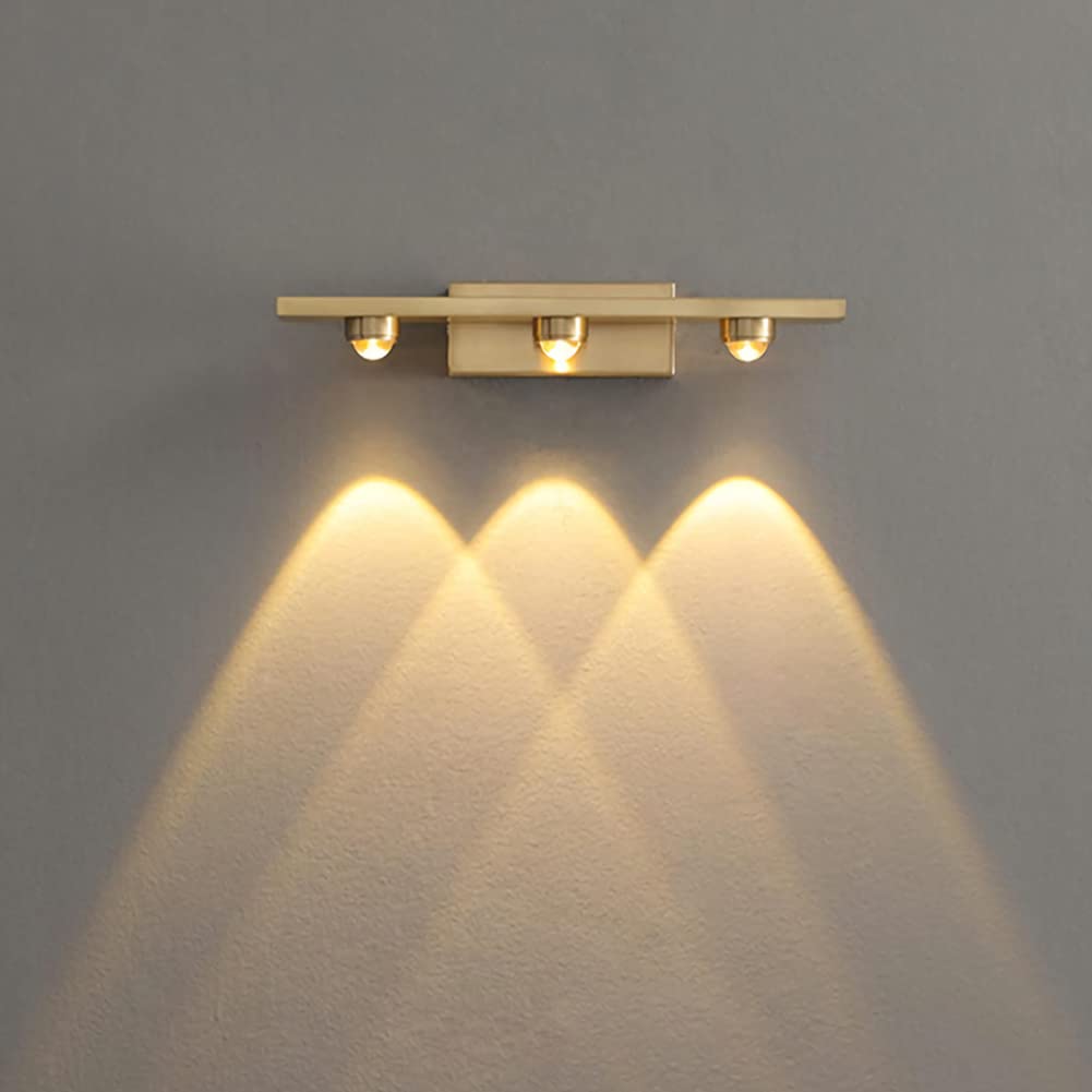 3W Badezimmer Spiegelleuchte LED 30 Cm Schminklampe Für Spiegel Wandmontage IP44 Badspiegel Lampe Anti Nebelwasserdicht 3 Flammen Badleuchte Spiegellicht Schrank Aufbauleuchte 4000K Gold