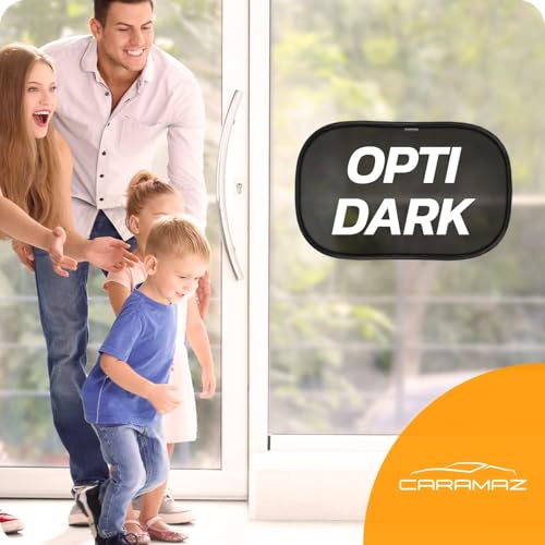 CARAMAZ Sonnenschutz Auto Baby mit UV Schutz, Reach Zertifiziert - Opti-Dark - GSM100+ inkl. Saugnapf - Verdunklung 51x31cm, 2 Stück
