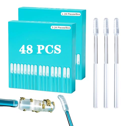 48 PCS Earwax Removal Adhesive Swabs Professional Gentle Ear Cleaning Tool Kit Reusable Sticky Soft Head Ear Swabs with Dust Cover Efficient Ear Wax Removal for Kids & Adults.