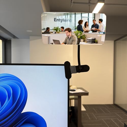 Ludapp Indoor 360° Clip-On Security Mirror Convex Partition Mirror for Personal Safety and Security Desktop Rearview Monitor, Suitable for Offices and Warehouses
