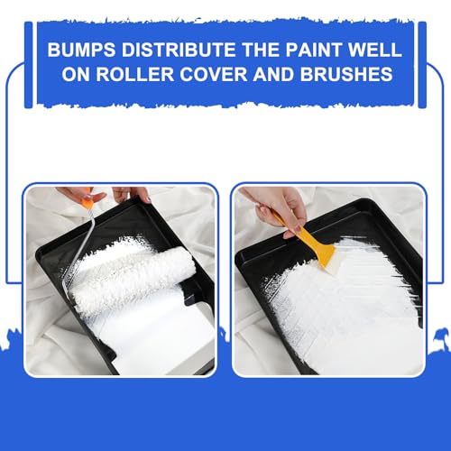 Geelin 8 Pcs Paint Tray 9 Inch Reusable Plastic Roller Pan for 9 Inch Roller Brushes Paint Pan with Sturdy Legs Textured for Wall, Black