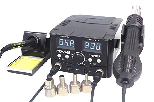 Image of Tekpower TP8582D 2-in-1 70W Soldering Iron and 750W SMD Hot Air Rework Station, 896 °F Maximum