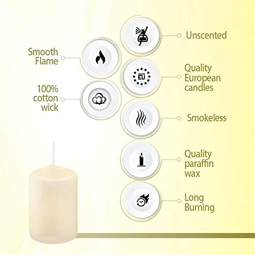 Bolsius 20 Count 1.6 X 2.4 Inch Ivory 'Small' Pillar Candles - 7 Burn Hours - Premium European Quality - Unscented Dripless And Smokeless Wedding, Party, Restaurant, & Special Occasion Candle Set #TOP2