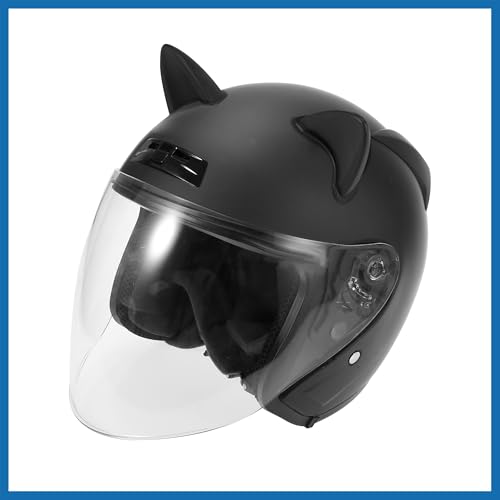 A ABSOPRO 2pcs Cat Ears Style Attachments Helmet Decoration Accessories Self Adhesive Universal Helmet Cover Sticker for Motorcycle Bicycle Scooter Black TPU Item Replacement