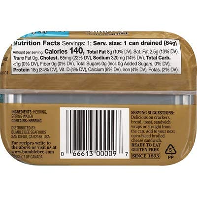 Miniatura 2 de Brunswick Filetes de sardina en agua de manantial, sin sal añadida, 3.75 onzas (paquete de 6)