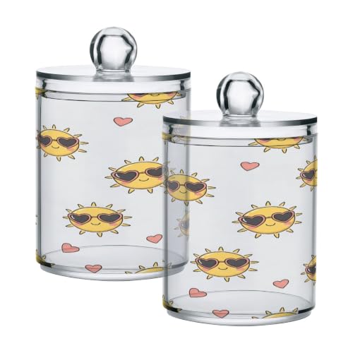 Tarros de hilo y bastoncillos Qtip: set de 4 recipientes de plástico para baño 2