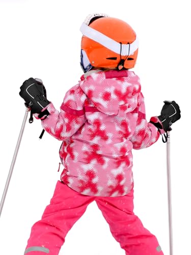 Image of SATINIOR 2 Pairs Kids Waterproof Winter Snow Gloves Ski Gloves for Boy Girl Outdoor Warm Thickening Snowboard