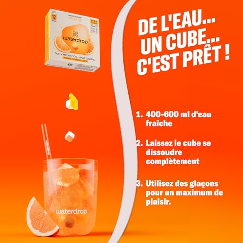 waterdrop® Coffret Microdrink, Orange, Citron et Pamplemousse, 36 boisson en cube effervescente sans sucre pour aromatiser l'eau, Extraits de fruits et de plantes, Eau Aromatisée infusion à froid – vue 6