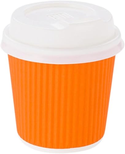 Vista 281 de Vasos de café de papel aislado de pared corrugada, 8 oz, Anaranjado