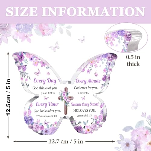 Image of Gifzy Christian Gifts for Women Faith, Butterfly Acrylic Plaque Sign, Religious Gifts for Women on Mothers Day Birthday Christmas, Spiritual Present for Female Friend Family, 5x3.8x0.5 Inch - Purple