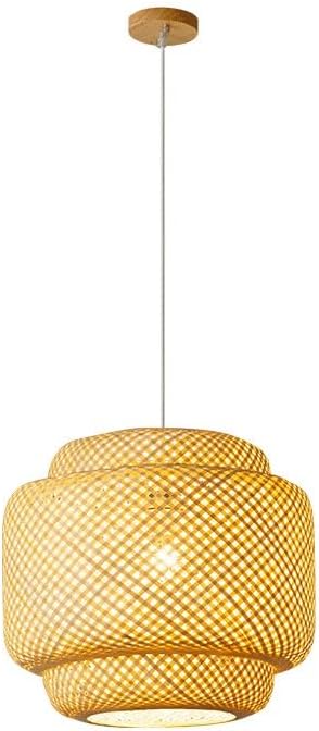 BKLFGP Japanese Lantern Bamboo Pendent Light, Retro Inn Bedroom Pendant Lamp with E27 Base Hanging Light Fixtures for Kitchen Island, Bedroom, Living Room, Hotel, Corridor, Study, Restaurant