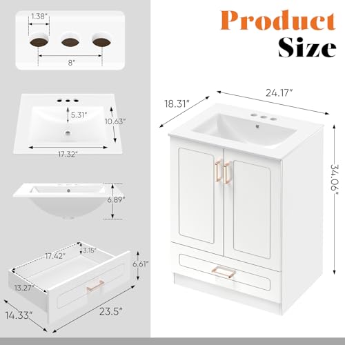 DUMOS 24'' Modern Bathroom Vanity Cabinet, Freestanding Bathroom Storage by DUMOS - Used condition - Image 2
