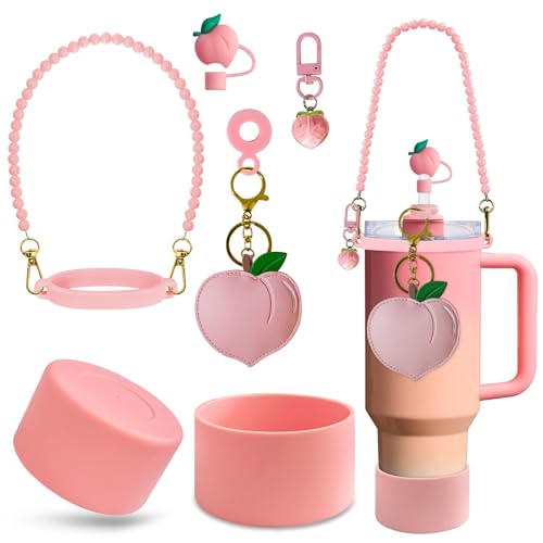 VirgoCCY 5PCS Pink Peach Stanley Cup Accessories, Water Bottle Handle